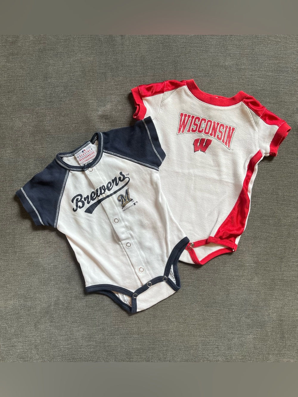 Mixed Brand Baby Boy’s 6-9 Month Wisconsin Onesies
